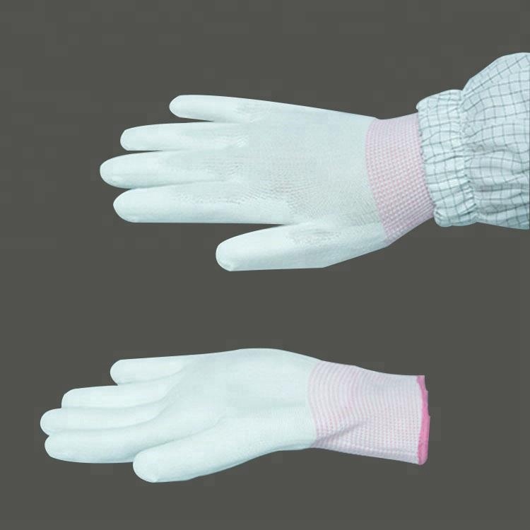 High Quality White Pu Finger Work Gloves