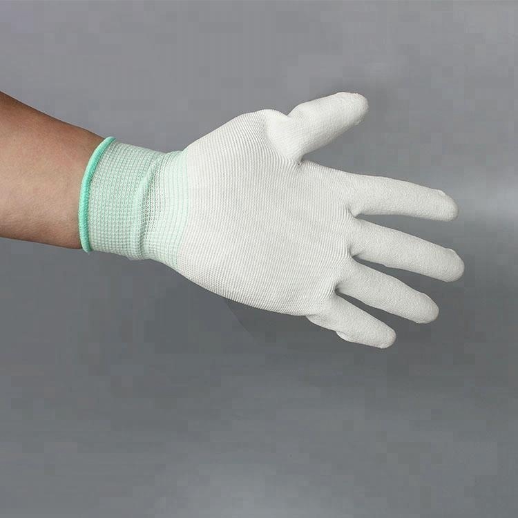 2019 Hot Sale Polyester White Esd Pu Safety Glove