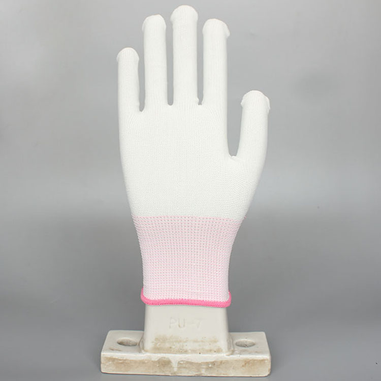 Polyester Esd Pu white anti-static working safety gloves