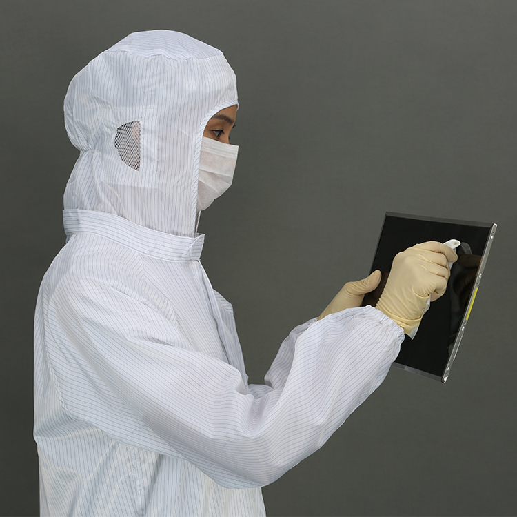 Hot Selling Polyester Filaments And Conductive Fibers Cleanroom Suit