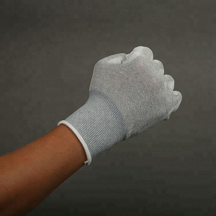 High Quality Esd Carbon Fiber Pu Coated Palm Fit Gloves