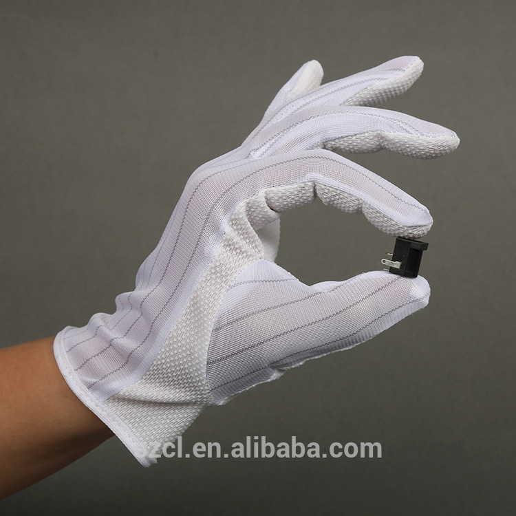 Anti-slip PVC dotted protective cleanroom antistatic ESD Gloves