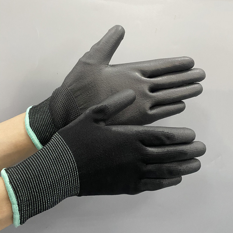 Antistatic PU Plam Coated glove Carbon Fiber ESD pu top fitted gloves